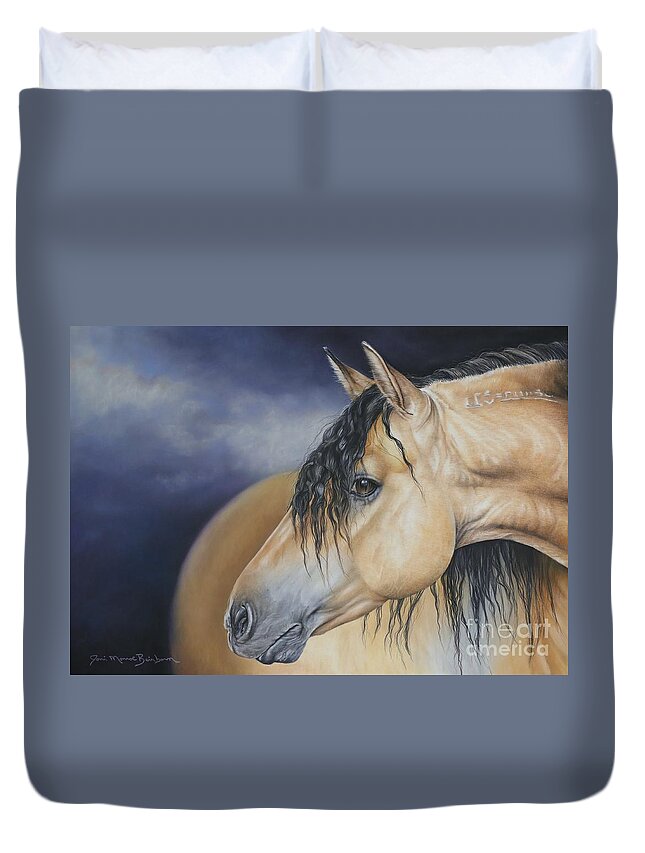 Mustang Duvet Cover featuring the pastel Drifter by Joni Beinborn