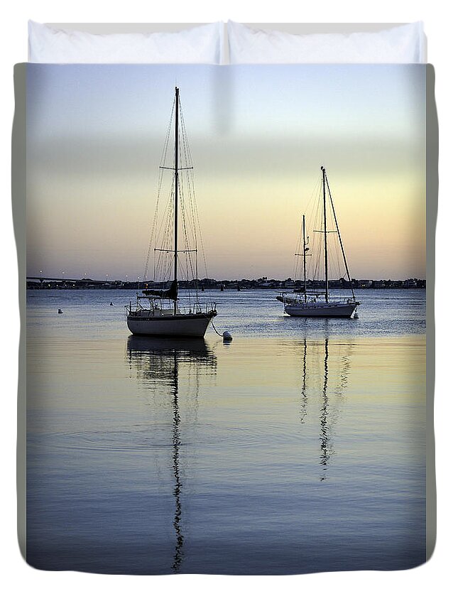 Sail Boat Duvet Cover featuring the photograph Drifting Sunrise by Anthony Baatz