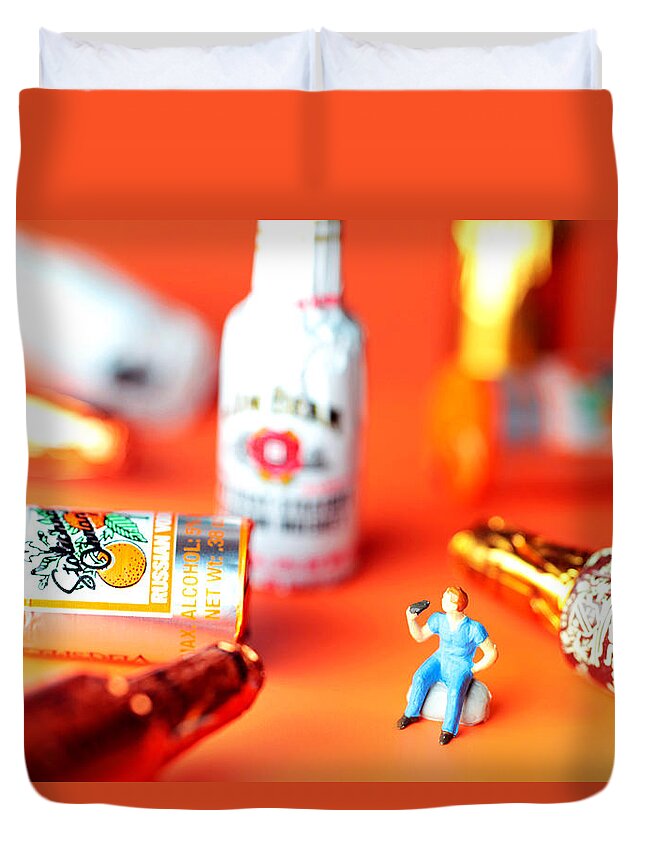 Drinking Duvet Cover featuring the photograph Drinking among Liquor Filled Chocolate Bottles by Paul Ge