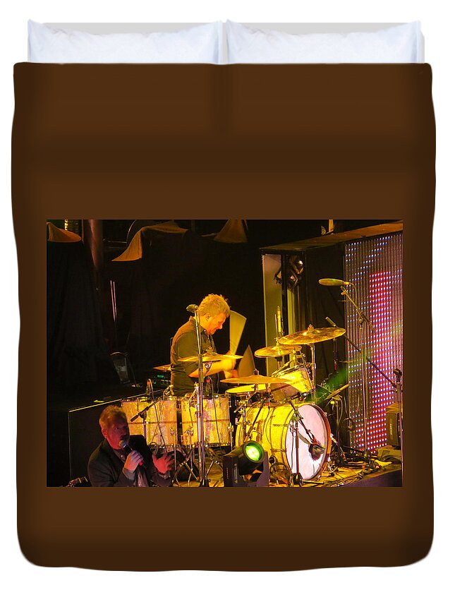 Winterjam Duvet Cover featuring the photograph Drumer For Newsong Rocks Atlanta by Aaron Martens