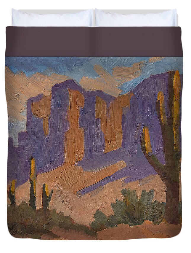 Desert Duvet Cover featuring the painting Dry Heat Desert by Diane McClary
