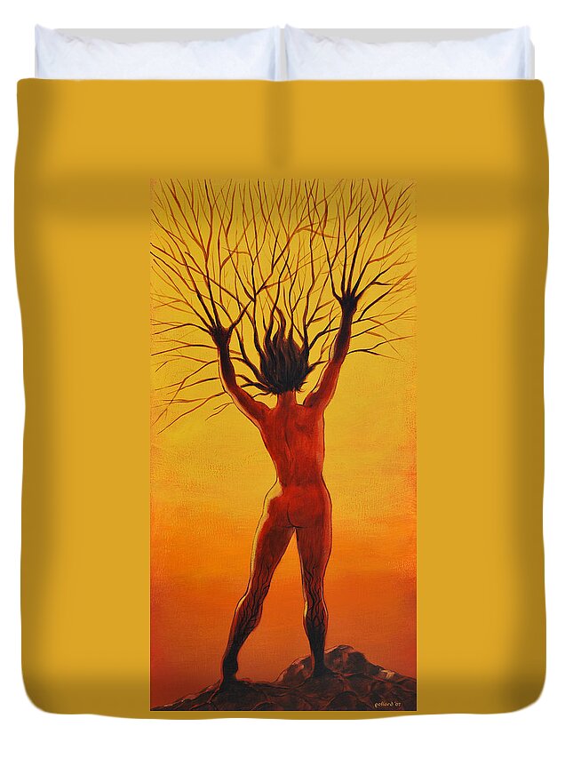 Fantasy Duvet Cover featuring the painting Dryad by Glenn Pollard