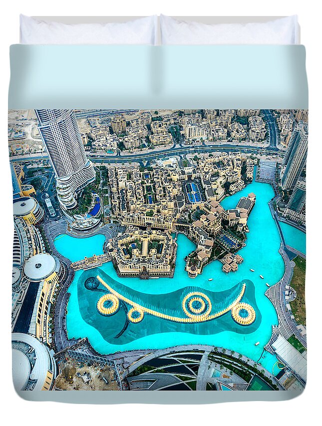 Dubai Duvet Cover featuring the photograph Dubai downtown - UAE by Luciano Mortula