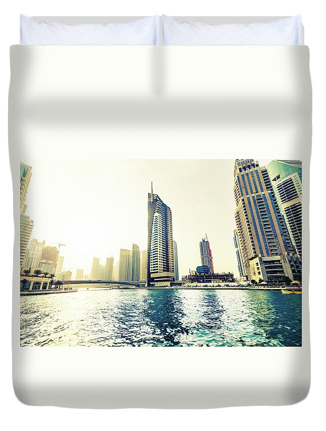 Scenics Duvet Cover featuring the photograph Dubai Marina Downtown by Lightkey