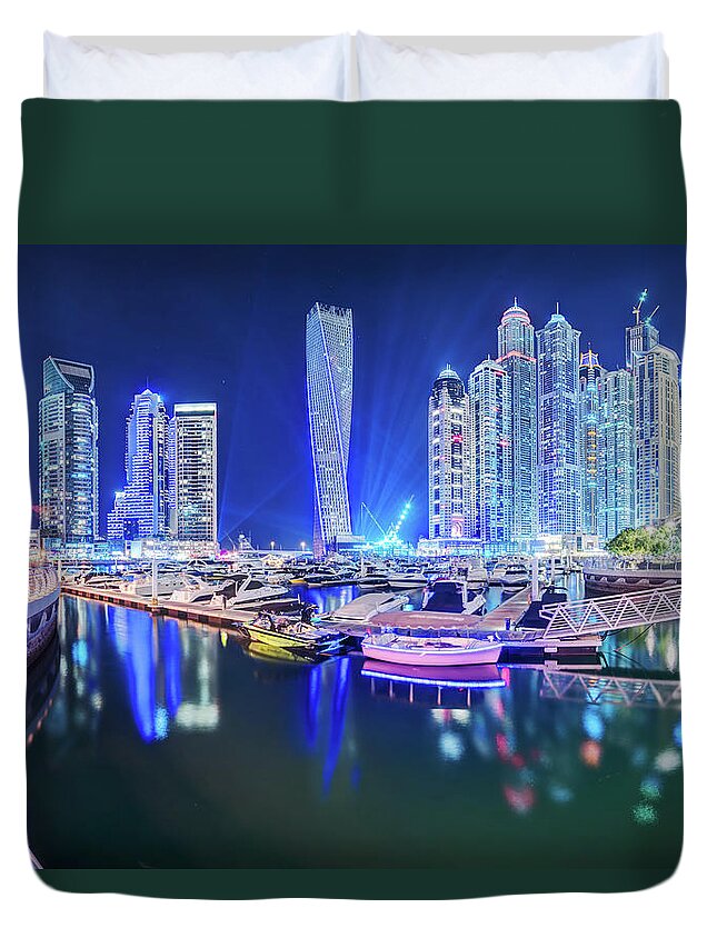 Standing Water Duvet Cover featuring the photograph Dubai Marina by Thomas Kurmeier