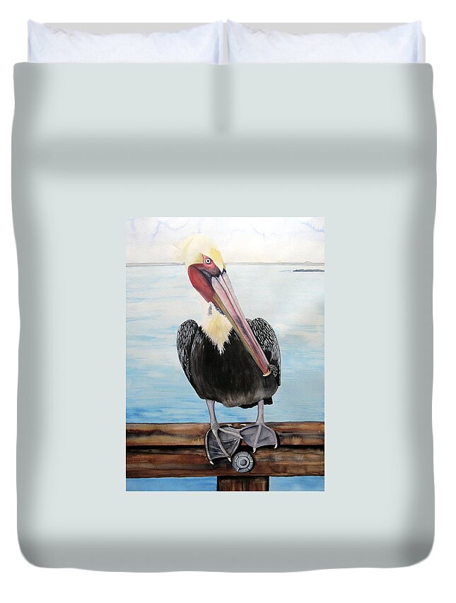 Bird Duvet Cover featuring the painting Dude Watercolor by Kimberly Walker