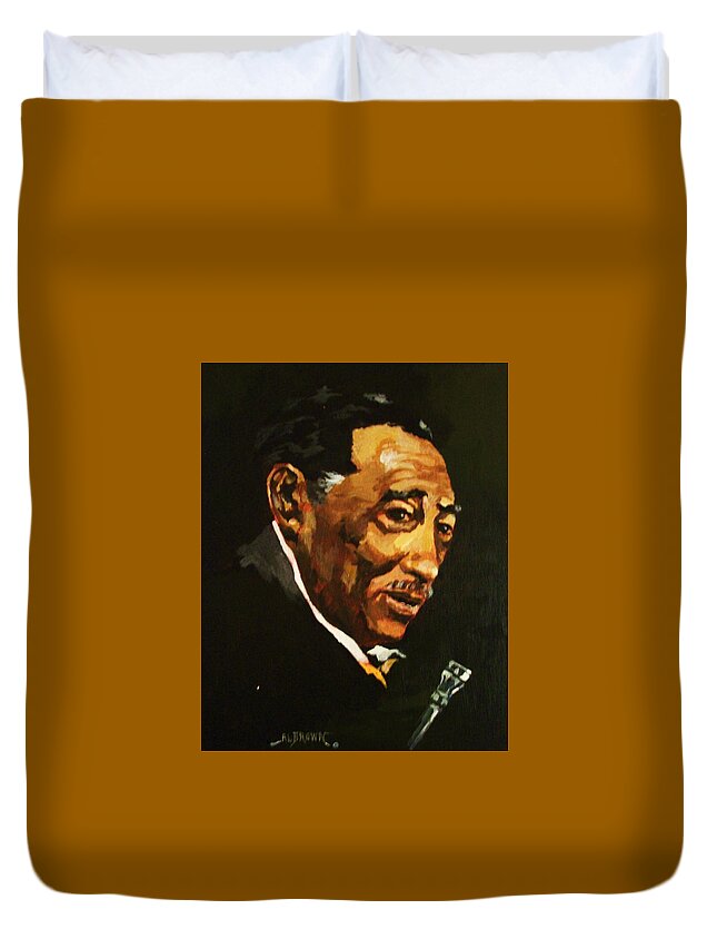 Portraits Duvet Cover featuring the painting Duke Ellington by Al Brown