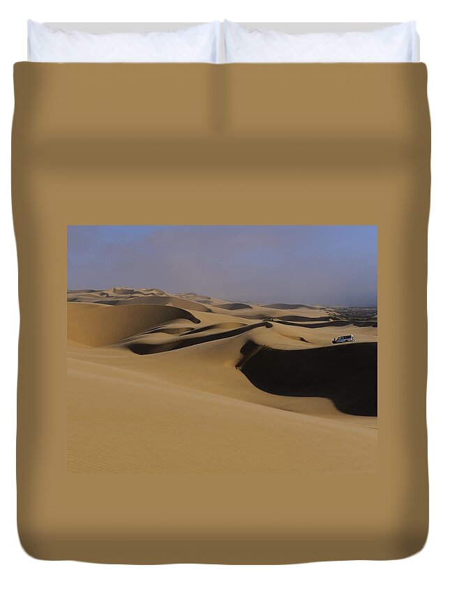 Namibia Duvet Cover featuring the photograph Dune Riders by Tony Beck