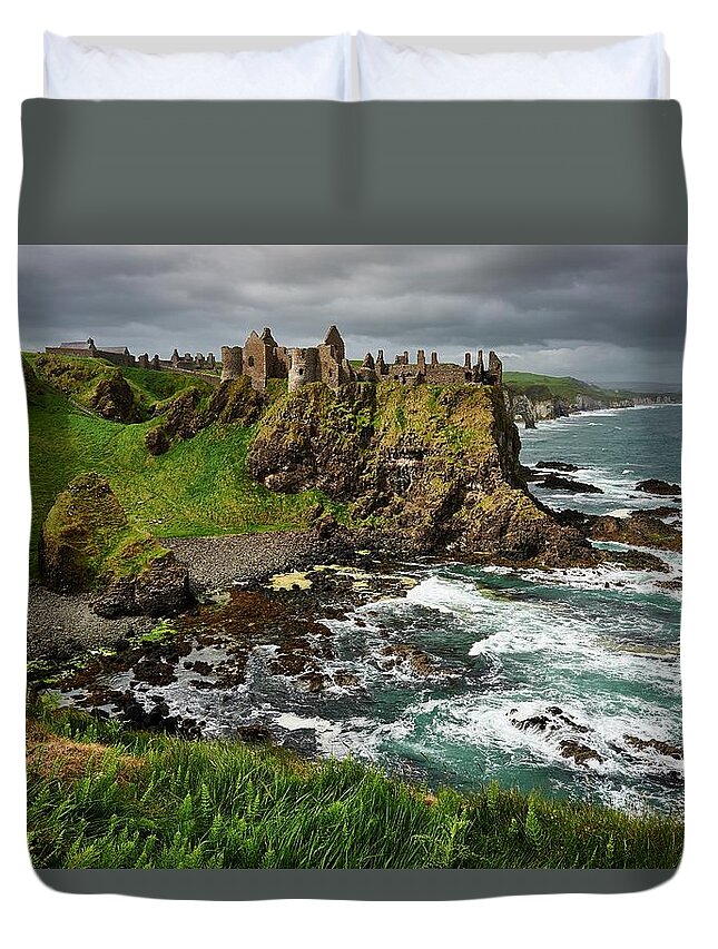 Tranquility Duvet Cover featuring the photograph Dunluce Castle, Northern Ireland by Andrea Pistolesi
