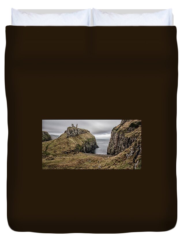 Dunseverick Duvet Cover featuring the photograph Dunseverick Castle by Nigel R Bell