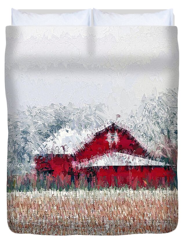 Texas Duvet Cover featuring the painting Dusted in Snow #4 by Will Barger