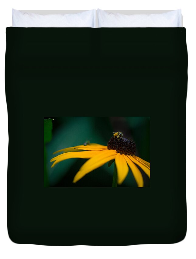 Bee Duvet Cover featuring the photograph Dusty Bee by Shane Holsclaw