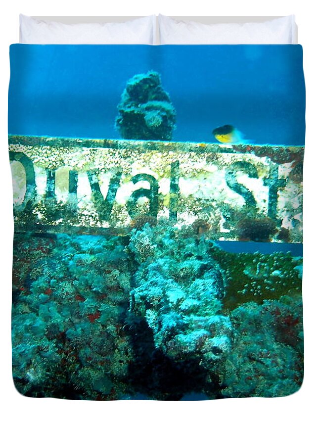 Duval Duvet Cover featuring the photograph Duval Street by Amy McDaniel