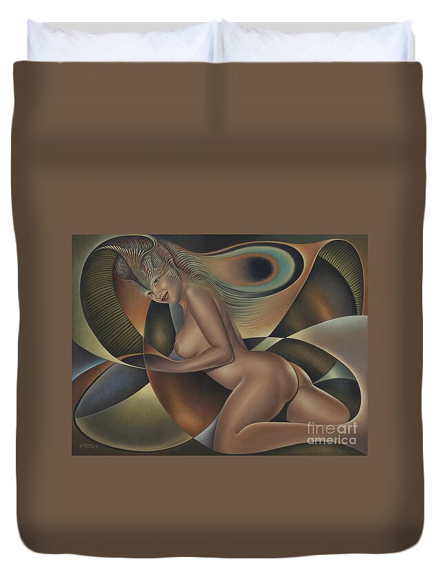 Nude-art Duvet Cover featuring the painting Dynamic Queen 4 by Ricardo Chavez-Mendez