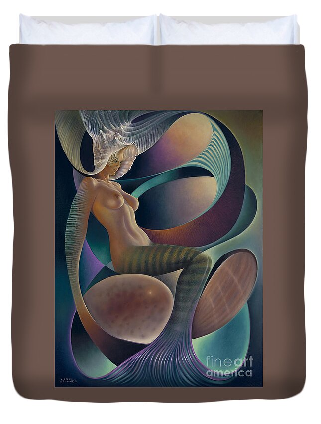 Nude-art Duvet Cover featuring the painting Dynamic Queen 6 by Ricardo Chavez-Mendez