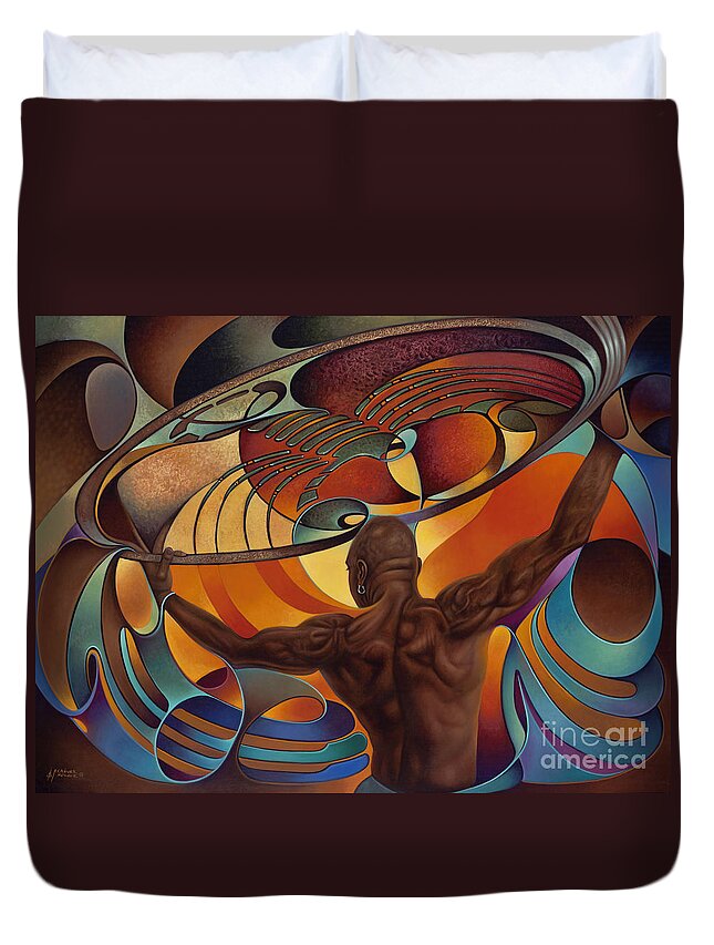 Portrait Duvet Cover featuring the painting Dynamic Scorpio by Ricardo Chavez-Mendez