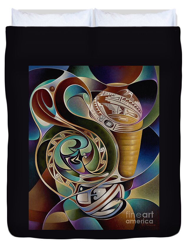 Abstract Duvet Cover featuring the painting Dynamic Still I by Ricardo Chavez-Mendez