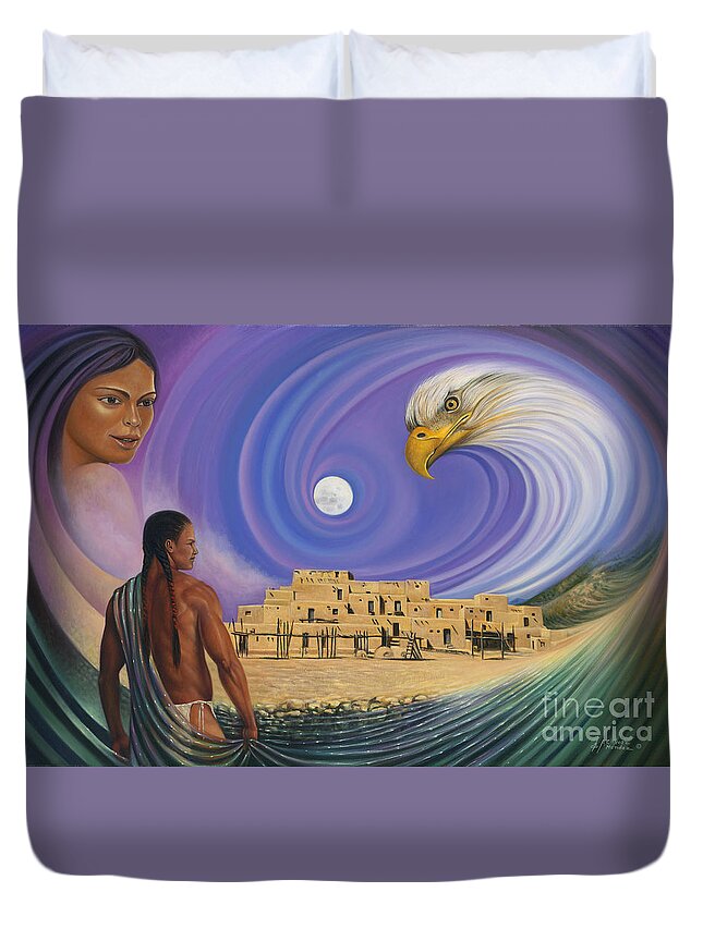 Taos Duvet Cover featuring the painting Dynamic Taos I by Ricardo Chavez-Mendez