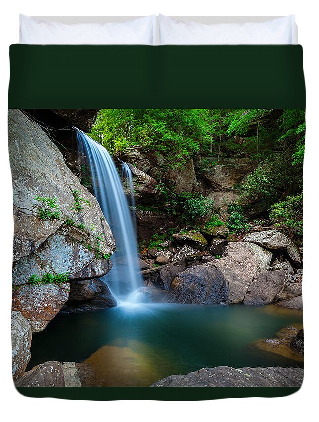 Waterfall Duvet Cover featuring the photograph Eagle falls by Alexey Stiop