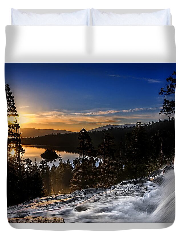 Landscape Duvet Cover featuring the photograph Eagle Falls by Maria Coulson