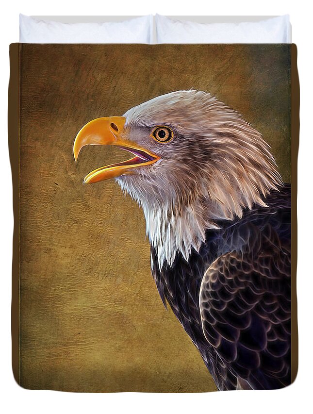 Eagle Duvet Cover featuring the photograph Eagle On Lookout by Bill and Linda Tiepelman