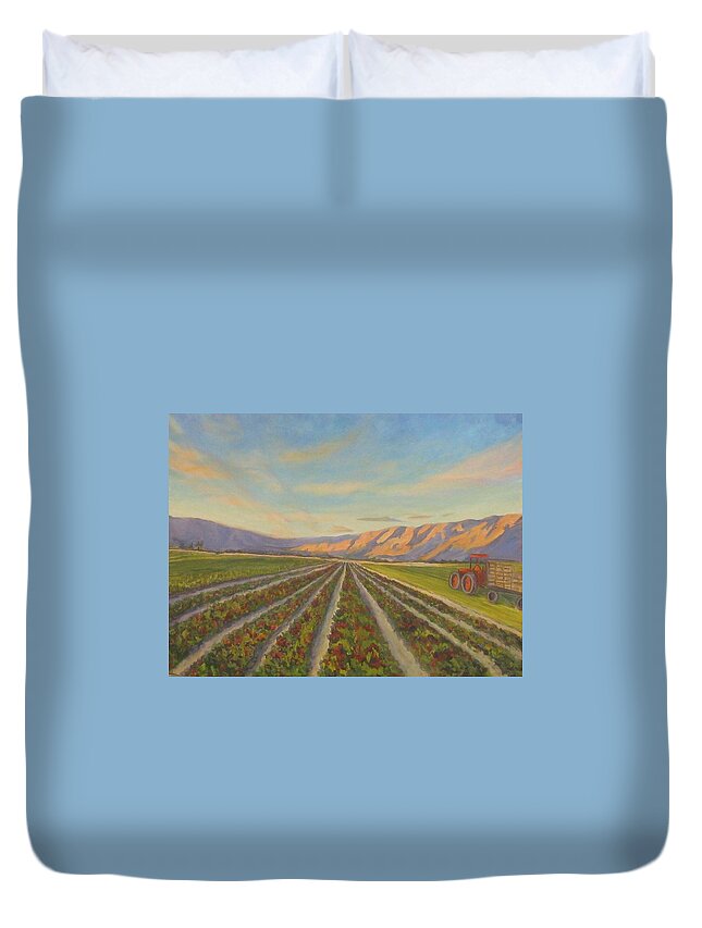 Landscape Duvet Cover featuring the painting Feeding Those in Need by Maria Hunt