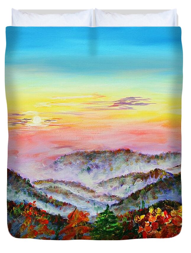 Mountains Duvet Cover featuring the painting Early Morning Smoky Mountains by Karl Wagner