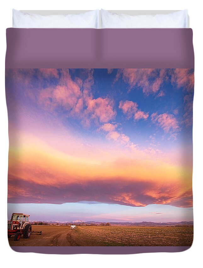 Colorful Duvet Cover featuring the photograph Early Morning Turbo Country Sky by James BO Insogna