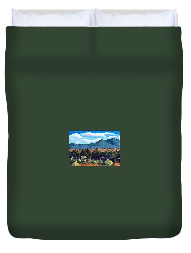 Plein Air Duvet Cover featuring the painting East of Cerrillos by Marian Berg