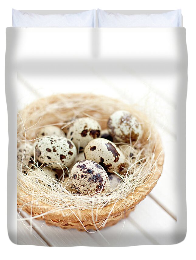 Large Group Of Objects Duvet Cover featuring the photograph Easter Eggs by Food Photographer