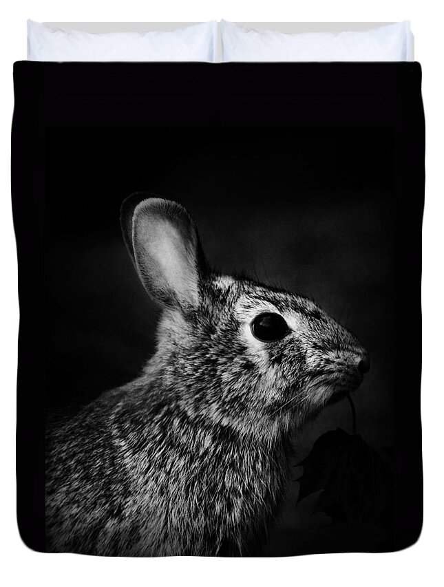 Nature Duvet Cover featuring the photograph Eastern Cottontail Rabbit Portrait by Rebecca Sherman
