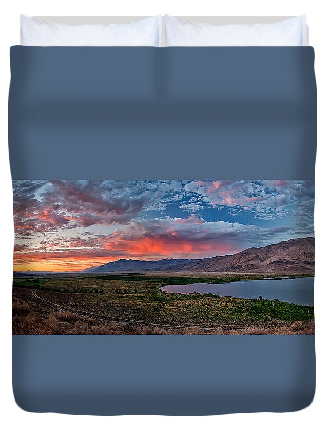 Sunset Duvet Cover featuring the photograph Eastern Sierra Sunset by Cat Connor