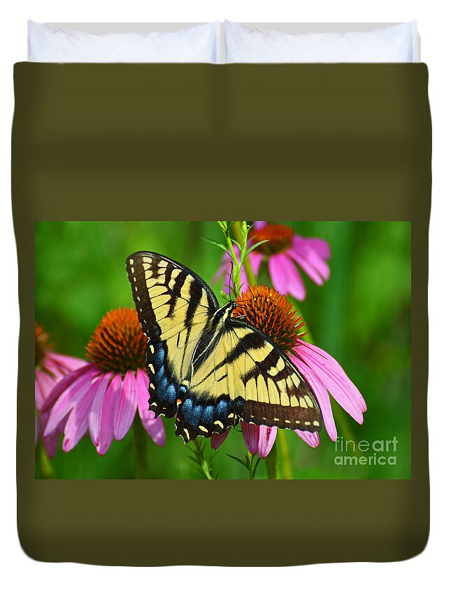 Butterfly Duvet Cover featuring the photograph Eastern Tiger Swallowtail Female by Rodney Campbell