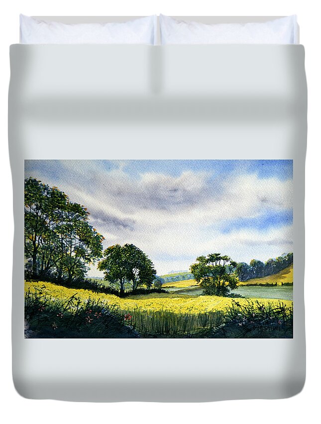 Watercolour Duvet Cover featuring the painting Eastfields from Woldgate by Glenn Marshall