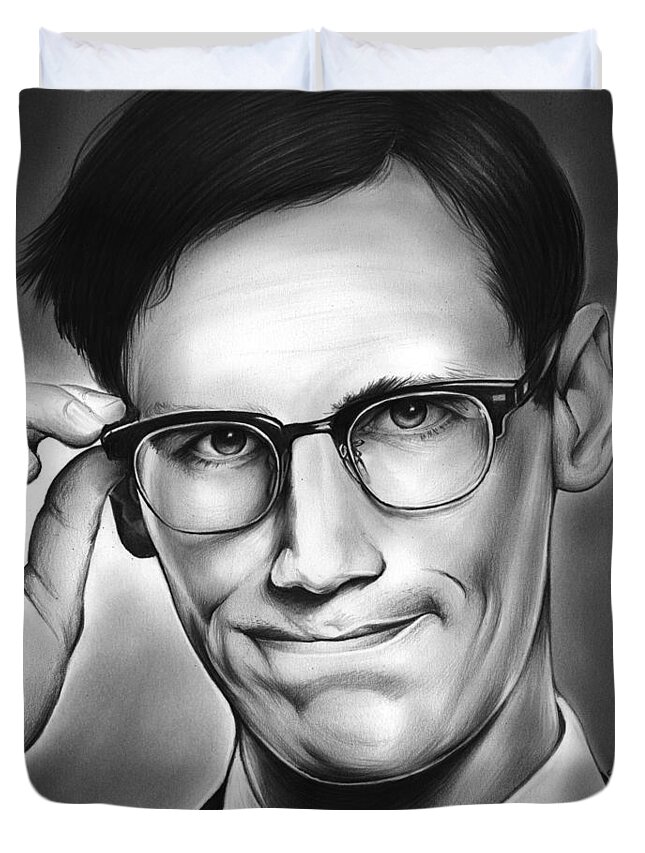 Riddler Duvet Cover featuring the drawing Edward Nygma by Greg Joens