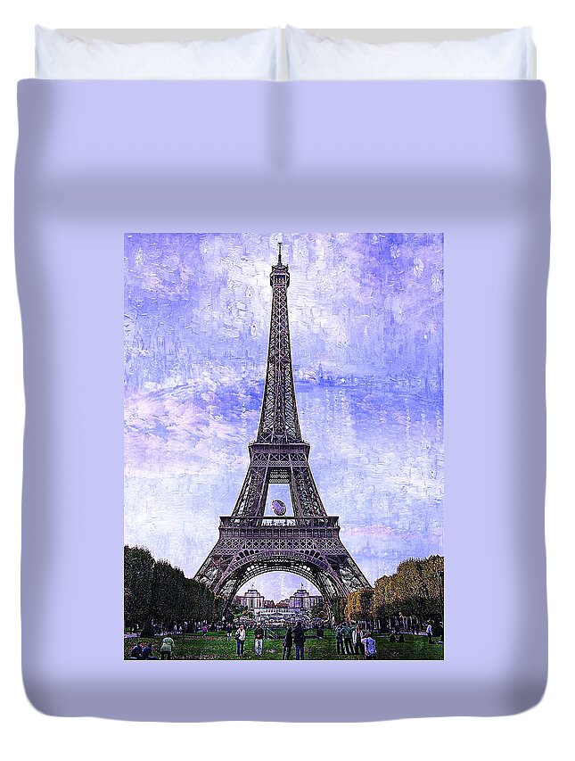 France Duvet Cover featuring the photograph Eiffel Tower Paris by Kathy Churchman