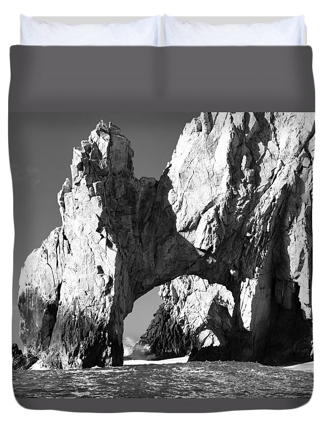 Los Cabos Duvet Cover featuring the photograph El Arco in Black and White by Sebastian Musial