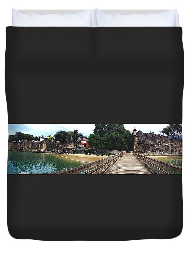 San Juan Duvet Cover featuring the painting El Morro Park by Carey Chen