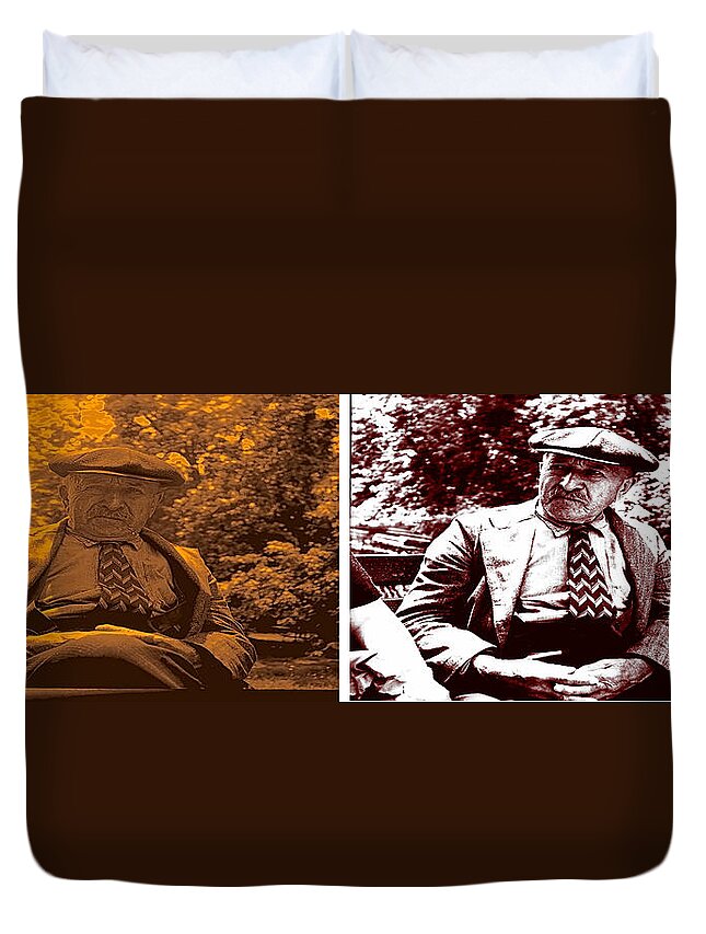 Woman Duvet Cover featuring the photograph Elderly Gentleman a study by Cathy Anderson