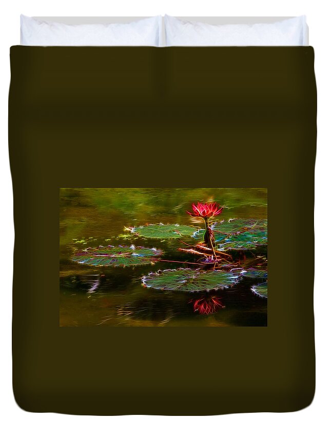 Abstract Duvet Cover featuring the photograph Electric Lily Pad by Beth Sargent