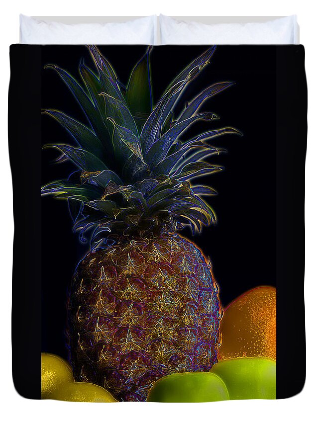 Pineapple Duvet Cover featuring the photograph Electric Pineapple by Mark McKinney