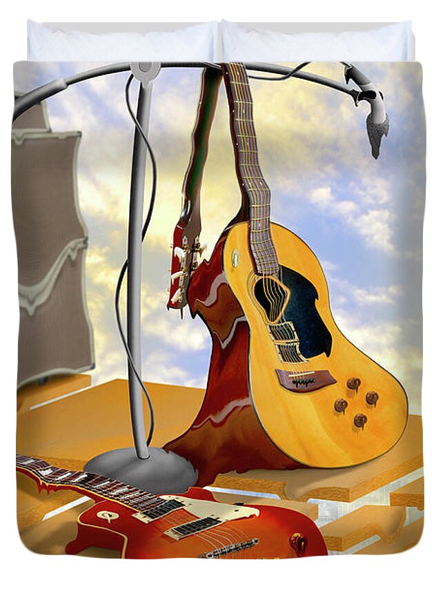 Les Paul Duvet Cover featuring the photograph Electrical Meltdown by Mike McGlothlen