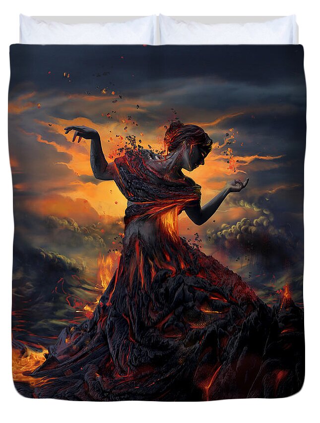 Fire Duvet Cover featuring the digital art Elements - Fire by FireFlux Studios