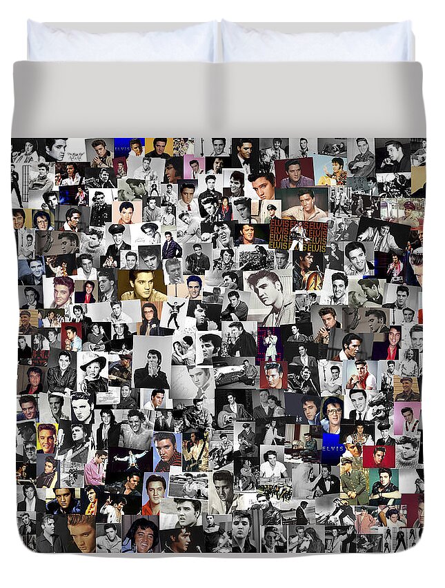 Elvis Presley Duvet Cover featuring the photograph Elvis Presley Collage art Canvas Print by Chris Smith