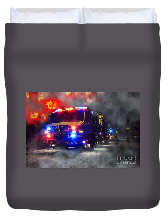 Fire Duvet Cover featuring the photograph Emergency by Olivier Le Queinec