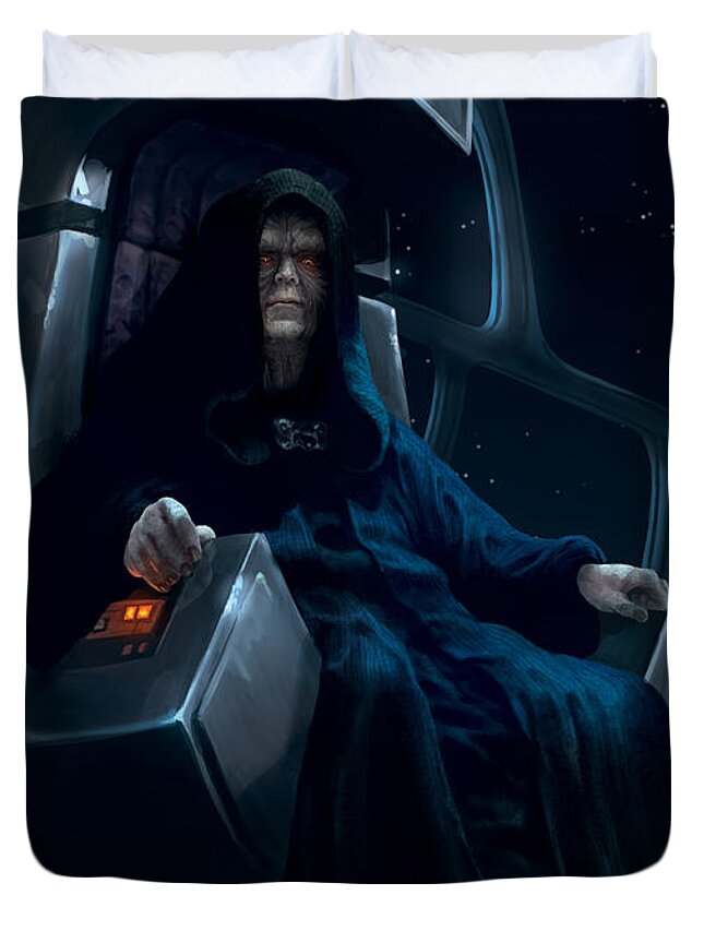 Star Wars Duvet Cover featuring the digital art Emperor Palpatine by Ryan Barger