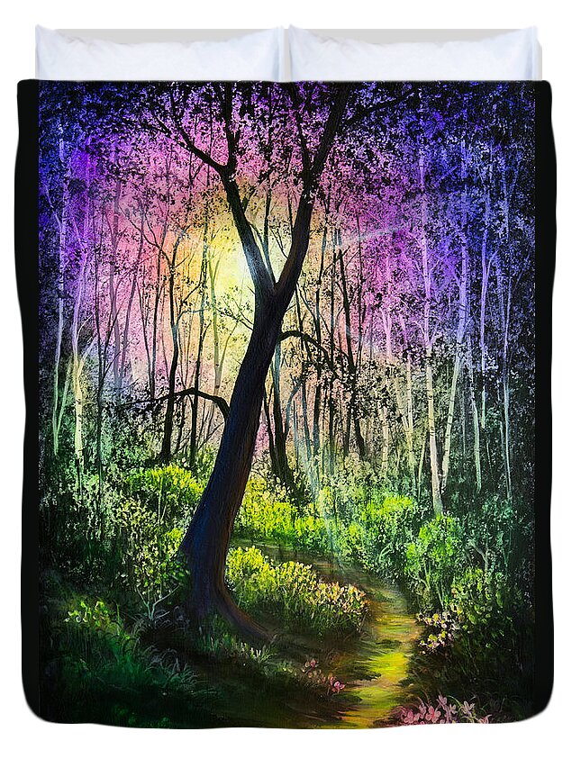 Enchanted Duvet Cover featuring the painting Enchanted Forest by Chris Steele