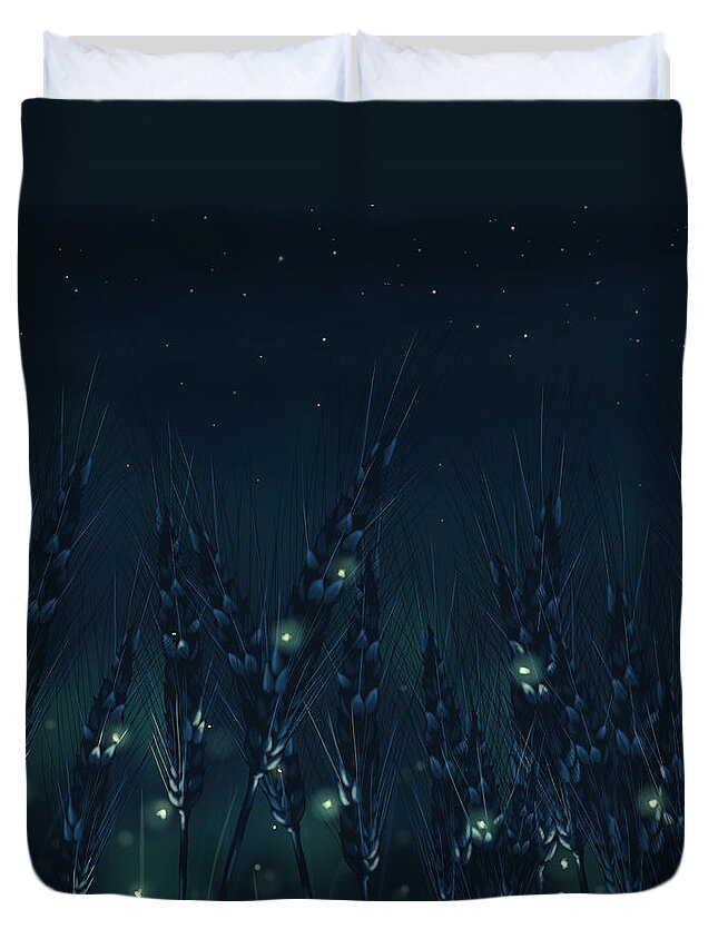 Night Duvet Cover featuring the painting Enchanted night by Veronica Minozzi