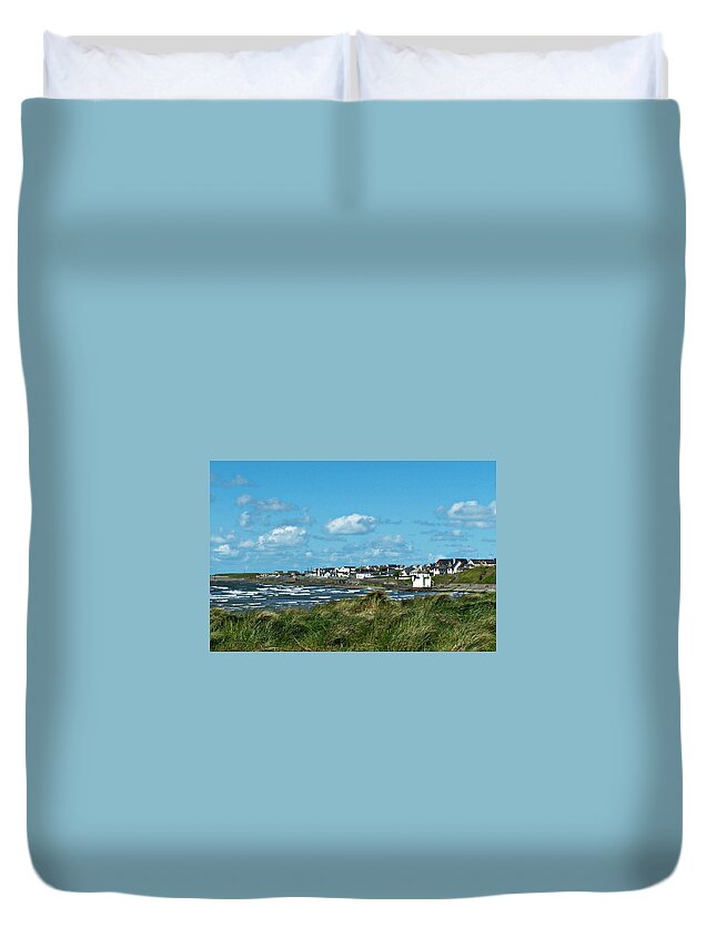 Beach Duvet Cover featuring the photograph Enniscrone Village Beach by Lisa Blake