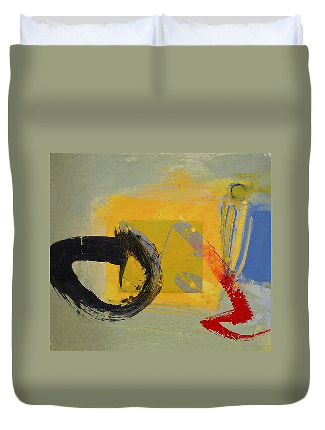 Abstract Painting Duvet Cover featuring the painting Enso Sun Block by Cliff Spohn